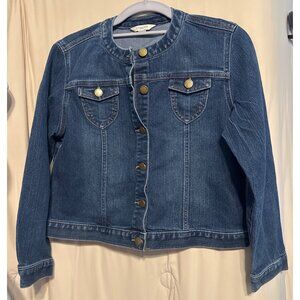 Lands' End Girl's Denim Jacket Med 10/12 Embroidered/Lace